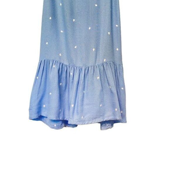 Volcom Small S Light Blue Tank White Polka Dot Peplum Ruffle Top - Picture 4 of 10